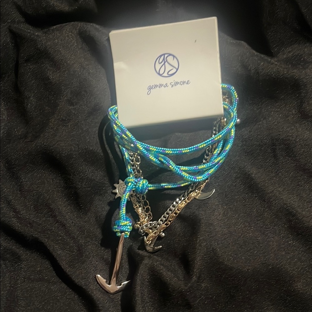 Blue and Silver Anchor Bracelet
